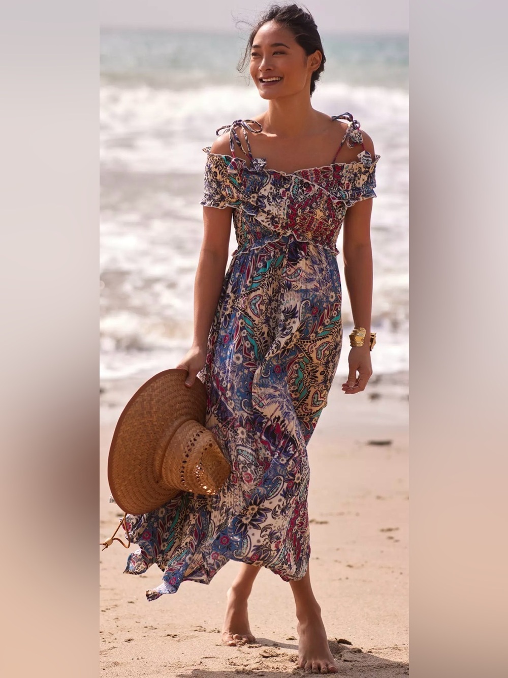 By Anthropologie Smocked Gauze CrissCross Dress | Anthropologie